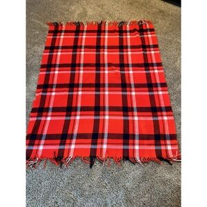 Vintage 1950s  Wool Plaid Stadium Blanket Throw